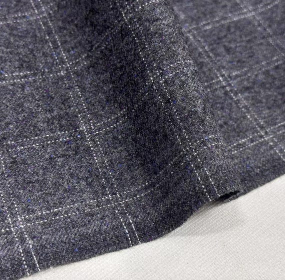 Plaid worsted wool fabric by the yard