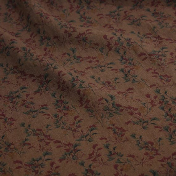 Print floral linen fabric by the yard
