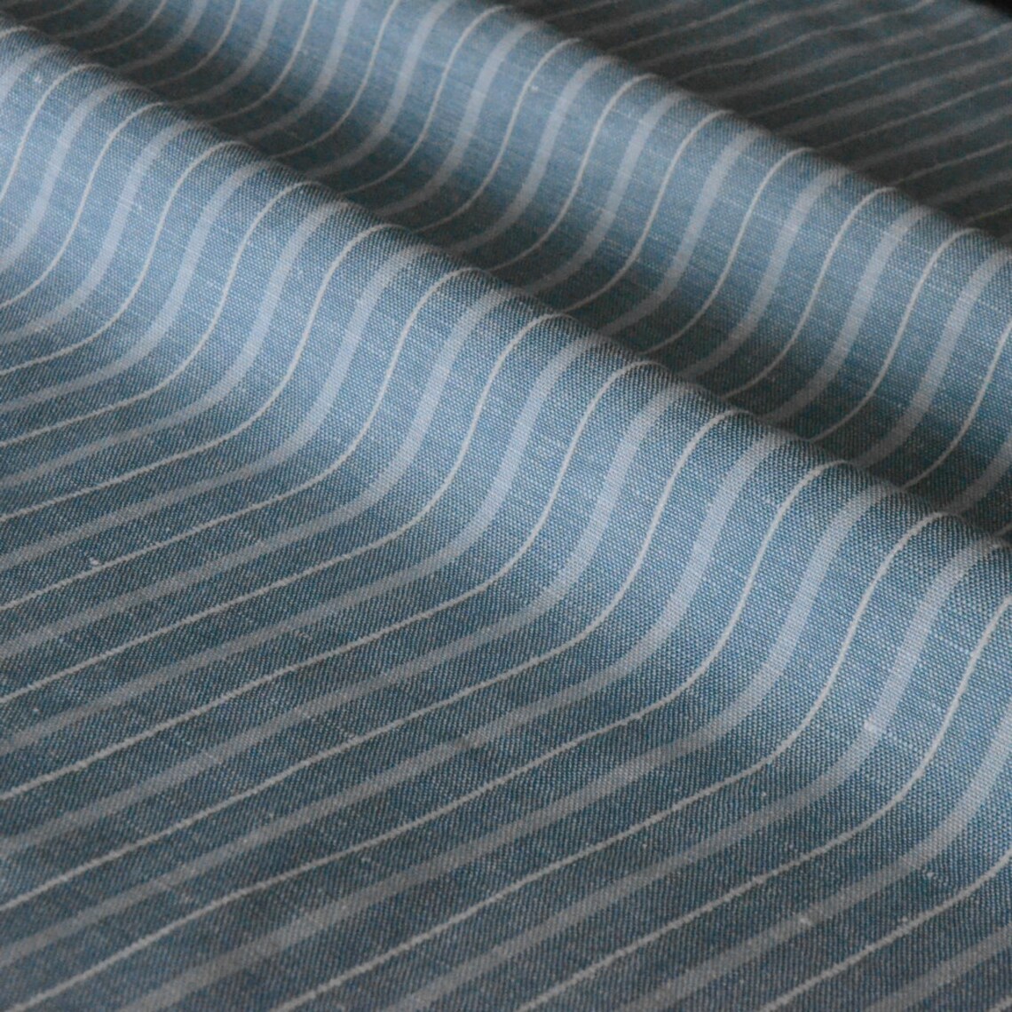 Striped silk merino wool linen cotton fabric by the yard Etsy