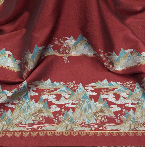 Jacquard brocade fabric by the yard