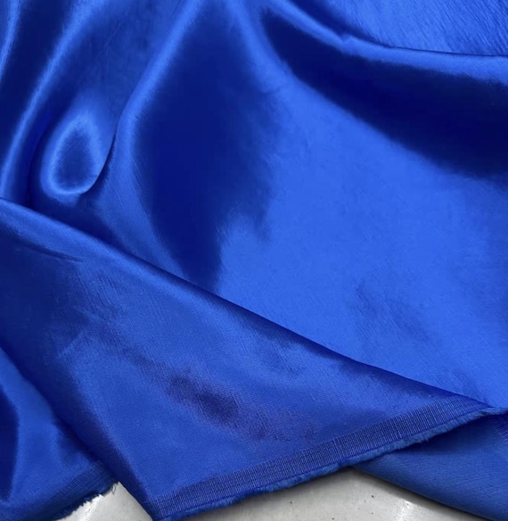 Royal blue linen viscose fabric by the yard