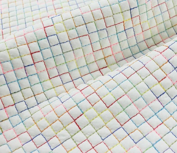 Embroidered Textured quilted padded fabric by the yard