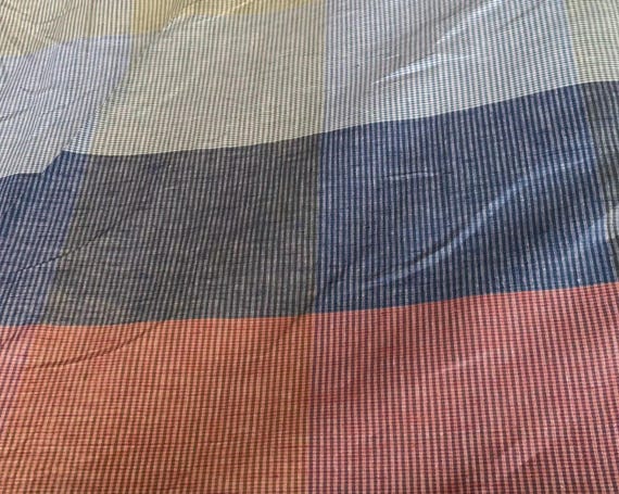 Plaid linen fabric by the yard