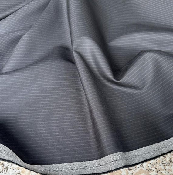 Striped Worsted merino wool fabric by the yard
