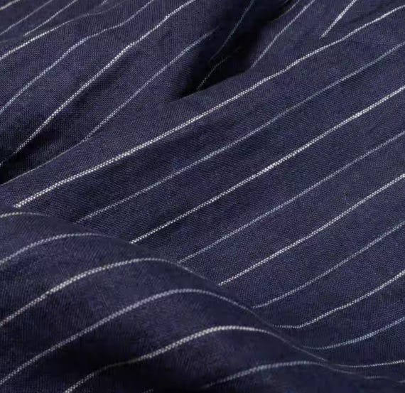 Striped linen fabric by the yard
