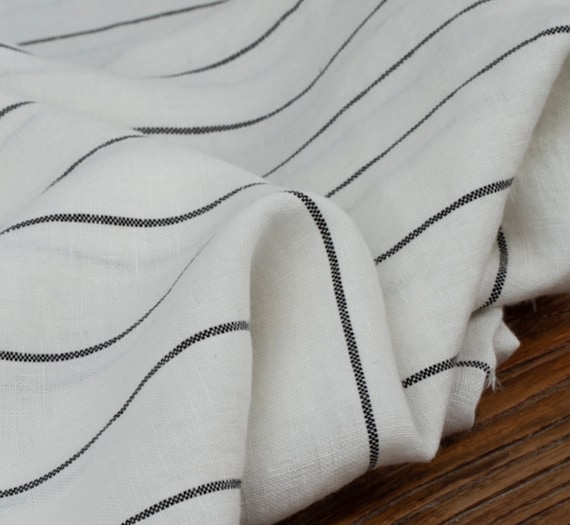 Striped linen fabric by the yard