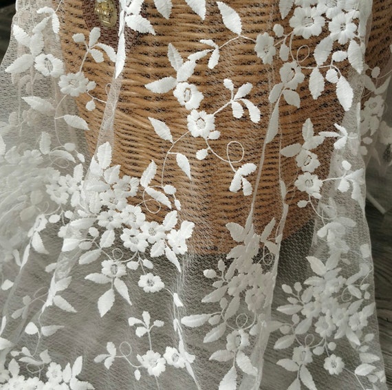 Floral Embroidery mesh fabric By the yard