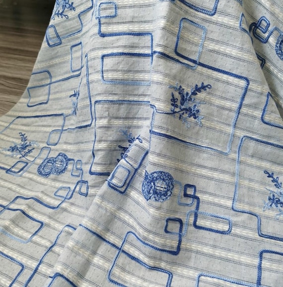 Embroidery jacquard cotton fabric By the yard