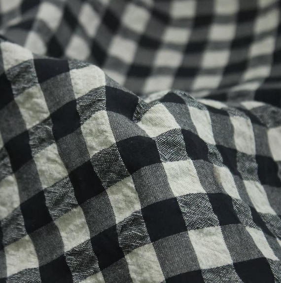 Textured Plaid cotton fabric by the yard