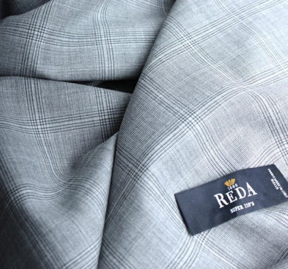 Italian Fabric Plaid Worsted Wool fabric by the yard for Suiting