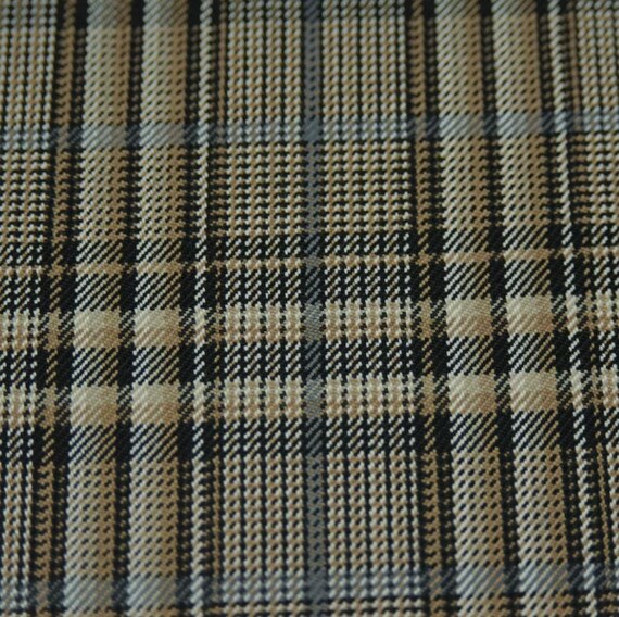 Plaid Worsted Wool fabric by the yard
