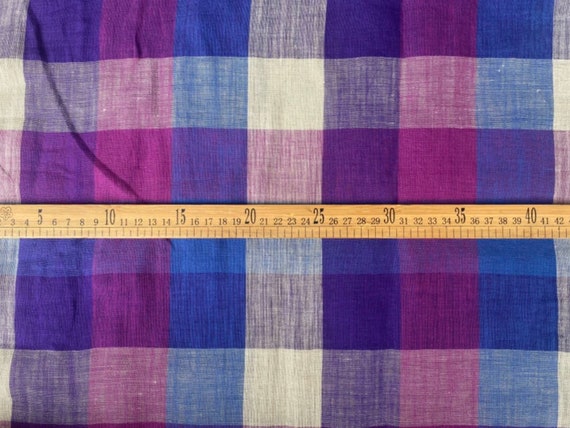 Plaid linen fabric, Grid linen fabric, Gingham linen fabric, Checkered linen fabric by the yard