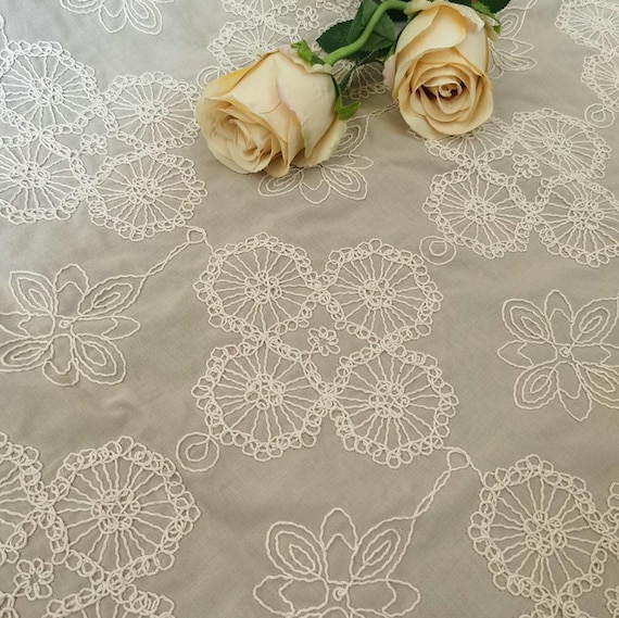 Embroidery cotton fabric By the yard