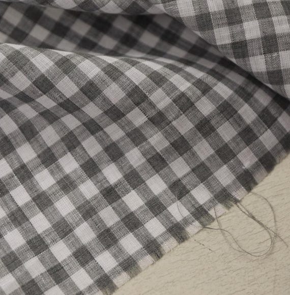 Plaid linen fabric by the yard