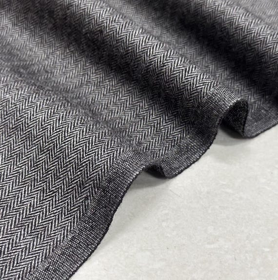 Herringbone Worsted Wool fabric by the yard