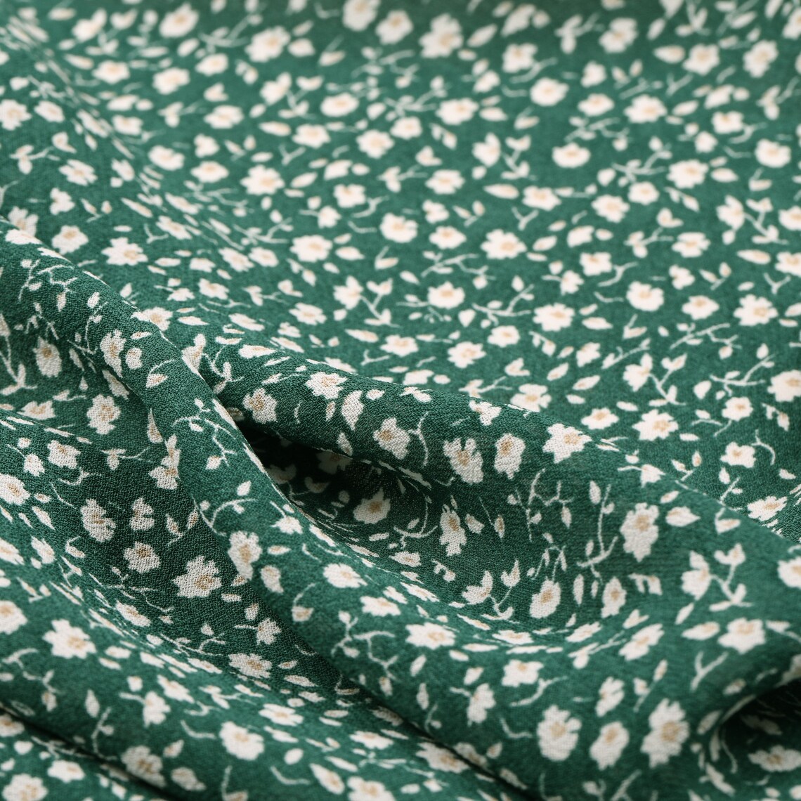 Green Print floral viscose fabric by the yard Etsy