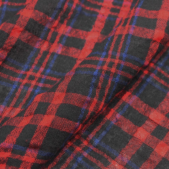 Plaid Wool fabric by the yard Light weight textured fabric