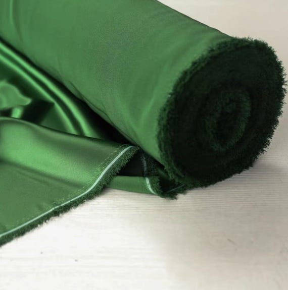 Green Triacetate satin fabric by the yard