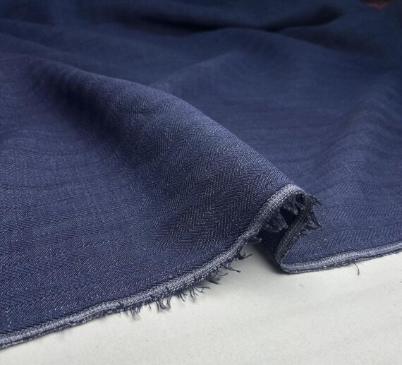 Herringbone linen fabric by the yard