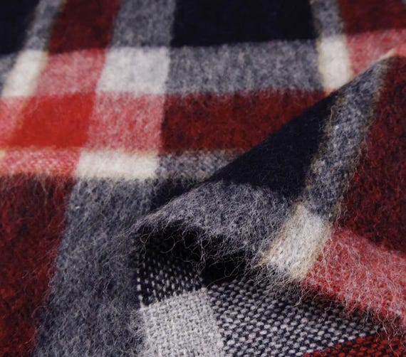 Plaid wool fabric by the yard