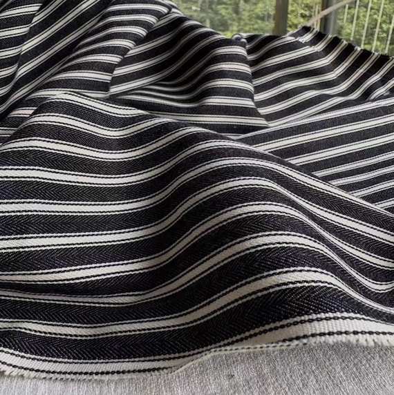 Herringbone linen fabric, Striped linen fabric by the yard