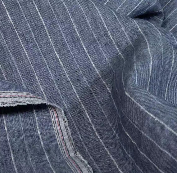 Striped linen fabric by the yard