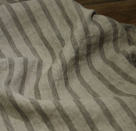 Striped linen fabric by the yard