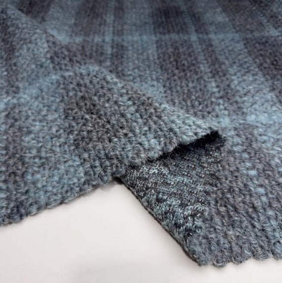Plaid Knit wool fabric by the yard