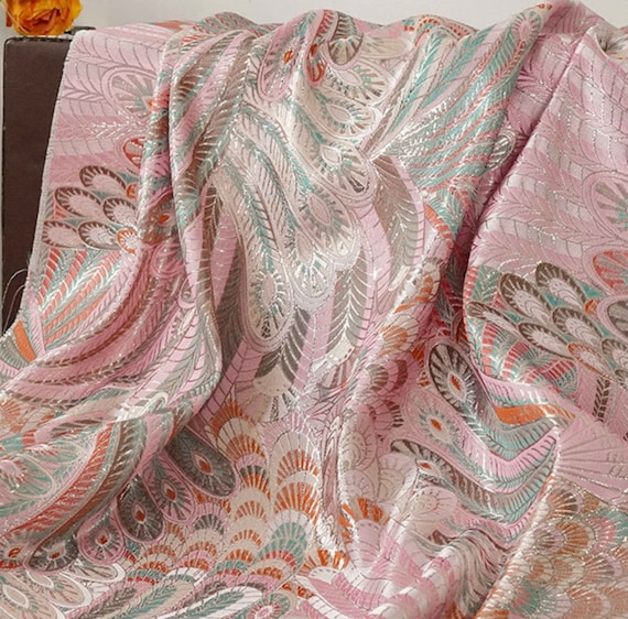 Jacquard brocade fabric by the yard