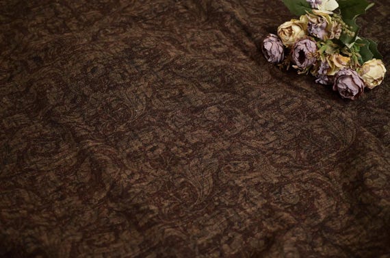 Print floral linen fabric by the yard