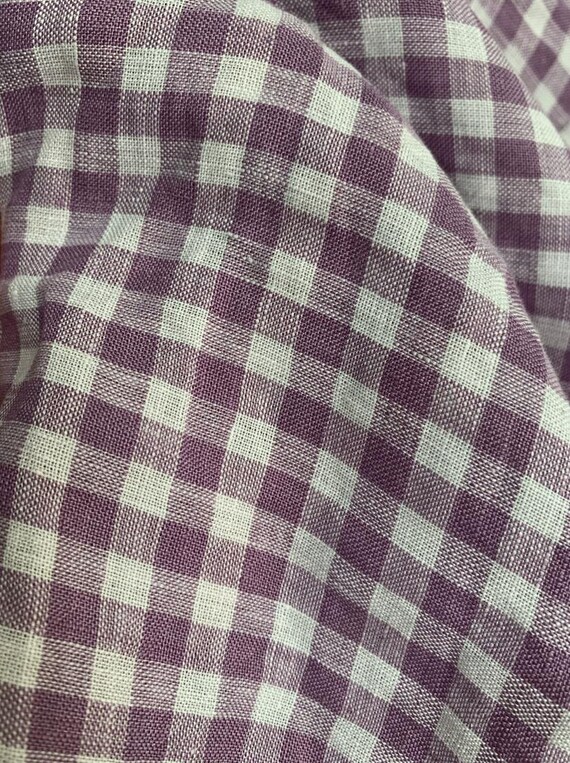 Plaid linen fabric by the yard
