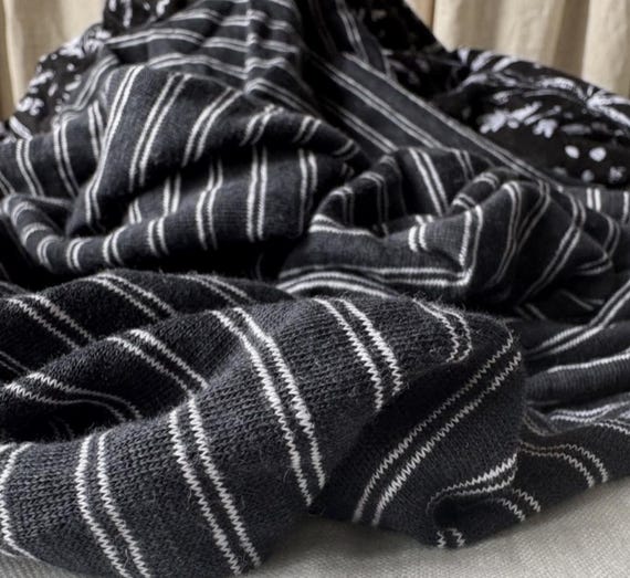 Striped Knit linen jersey fabric by the yard