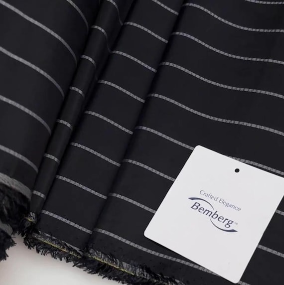 Striped Bemberg cupra fabric, Cupro lining fabric by the yard