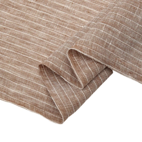 Striped linen fabric by the yard