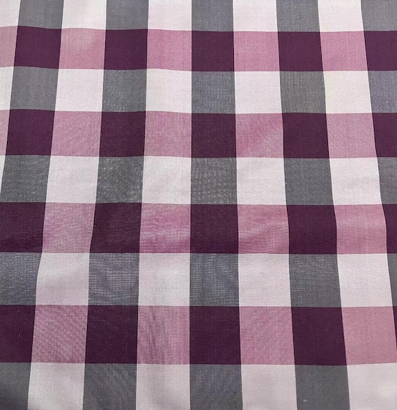 Plaid Tussah silk fabric by the yard