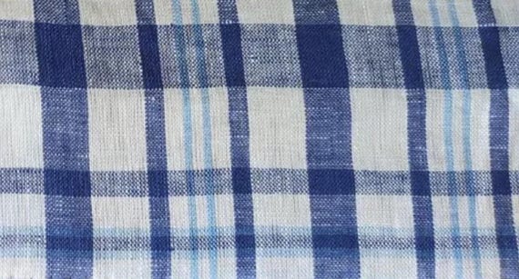 Plaid linen fabric grid gingham checkered linen fabric by the yard