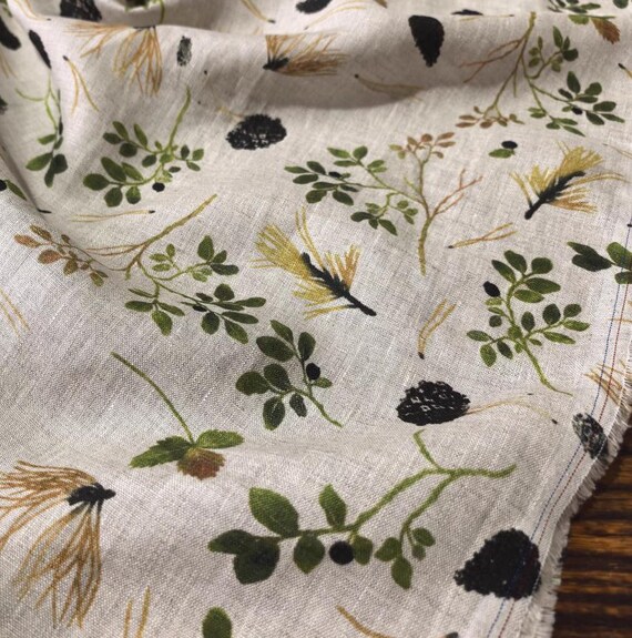 Print linen fabric by the yard