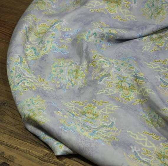 Dragon Print cupra fabric, Print cupro fabric by the yard