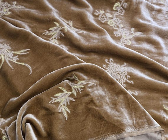 Embroidery Silk velvet fabric by the yard