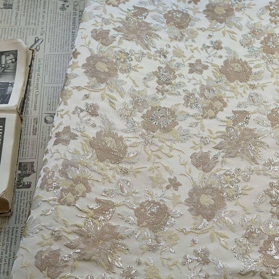 Jacquard floral fabric by the yard