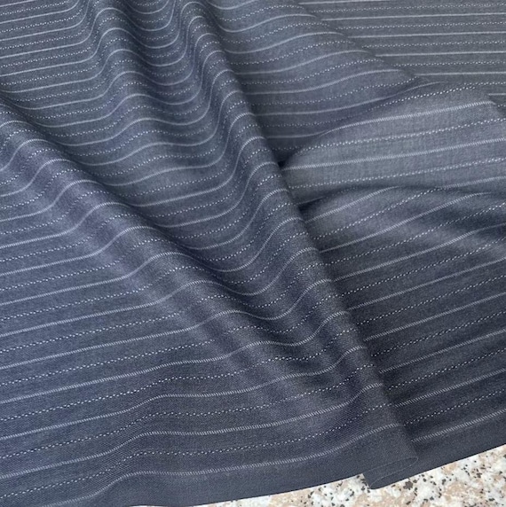 Striped Worsted Merino Wool fabric by the yard