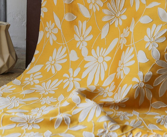 Jacquard floral fabric by the yard
