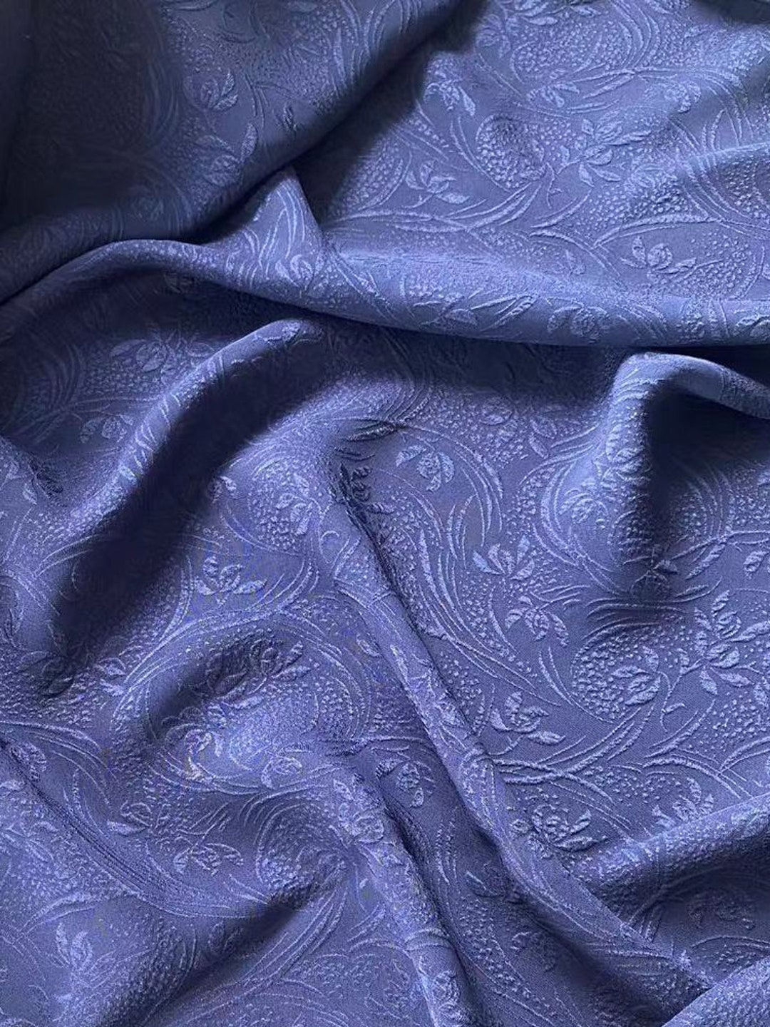 Jacquard Embossed Silk Fabric by the Yard Etsy