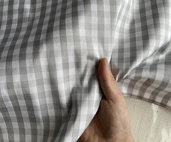 Plaid Doupion silk fabric by the yard