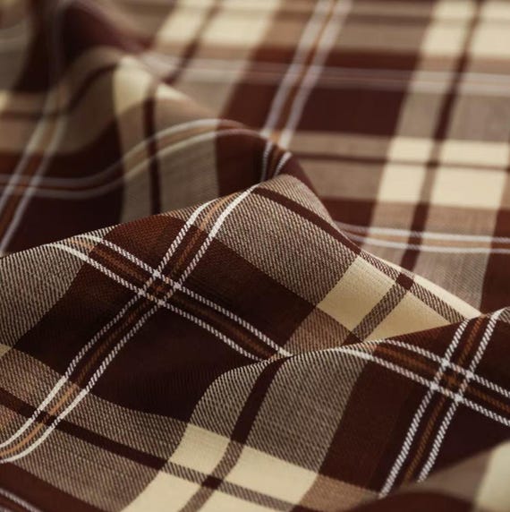 Plaid Worsted Wool fabric by the yard