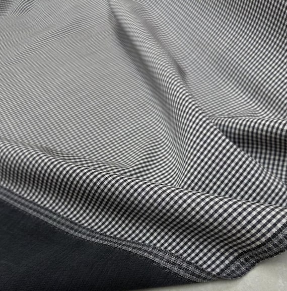 Plaid Reversible Worsted Wool fabric by the yard