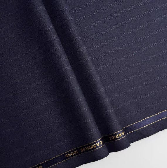 Striped Worsted cashmere wool fabric by the yard