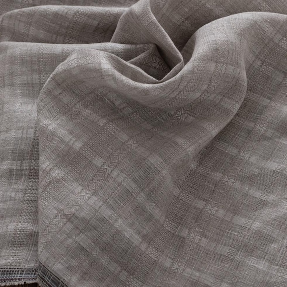 Jacquard linen fabric by the yard