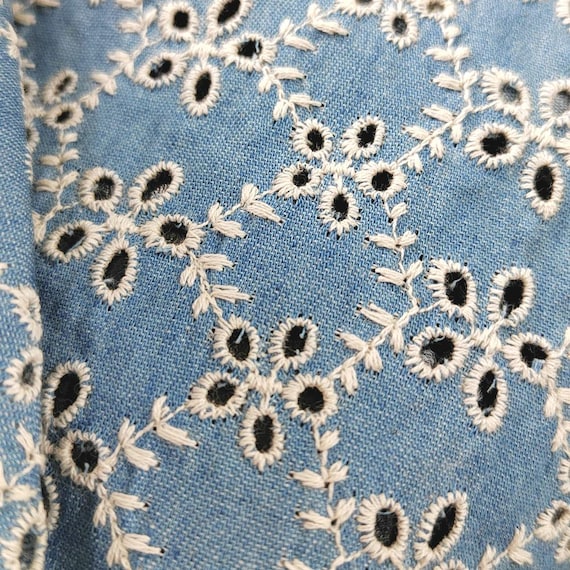 Denim Cotton Embroidery fabric, Flowers Embroidery Fabric, Cutout fabric Sold by Meter