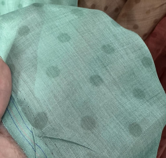 Polka dots ramie fabric by the yard